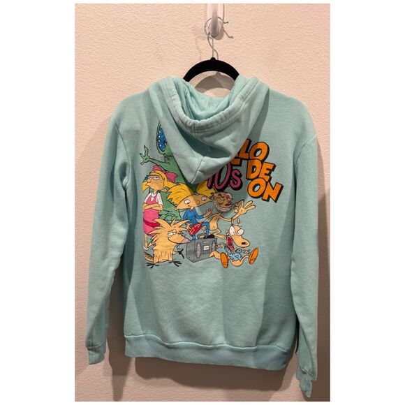 NICKELODEON 90's Retro Hey Arnold Blue Graphic Cartoon Hoodie - Picture 5 of 5